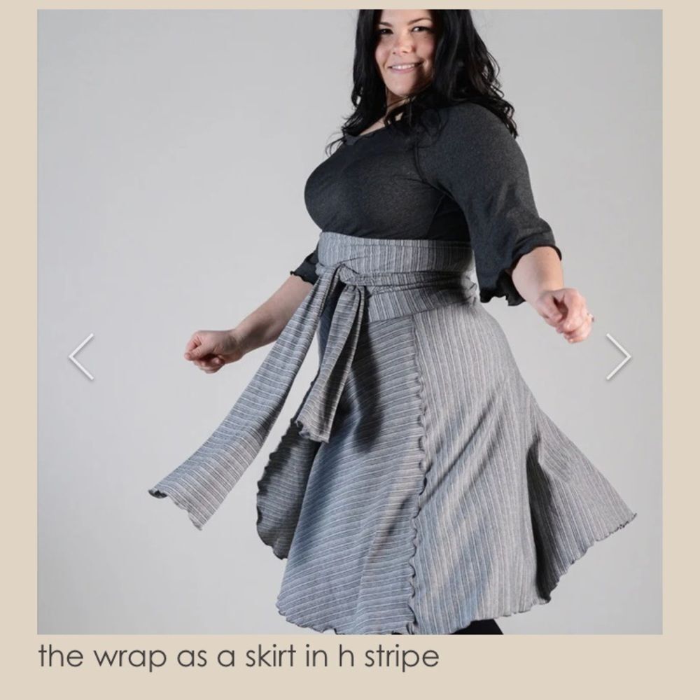 Angelrox Gray Stripe Wrap Skirt / Dress - Picture 10 of 14